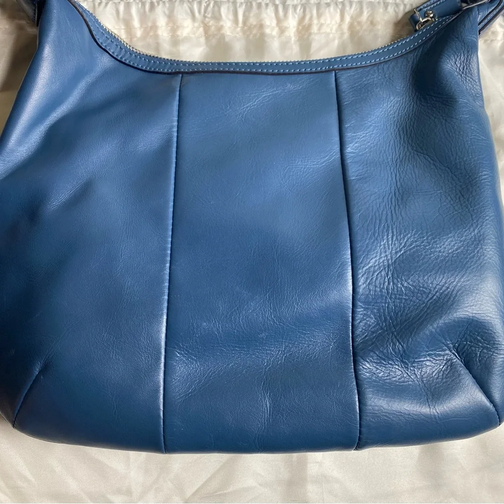 Genuine Coach Kristin Woven Leather Blue Hobo Crossbody Shoulder Bag & Dust Bag
